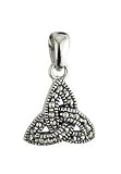 Sterling Silver and Marcasite Trinity Knot Pendant Necklace - Made in Ireland