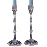 8 Hand Painted Granular Embellished Candlestick-pair