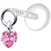 Silver 925 Pink Heart Dangling CZ Tragus Earring