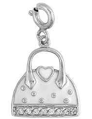 Its Charming Sterling Silver White CZ Purse Charm Z-8916