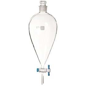 American Educational 7-851000 Bomex Glass Conical Separatory Funnel with PTFE Stopcock, 1000mm Capacity, Ground Glass Stopper: Industrial &amp; Scientific