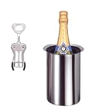 Stainless Steel Wine Chiller with Ice Pack & Winged Corkscrew