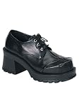 2 3/4 Inch 3 Eyelet Blk Pu Chunky Heel Shoes