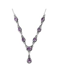 15.5"+1.5"Extension Oval and Pear Shape Amethyst Necklace