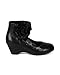 Leatherette Chiffon Bow Ankle Cuff Kiddie Heel Wedge Sandal (Toddler/Little Girl/Big Girl) BA62 - Black