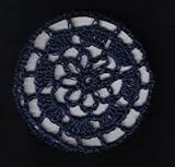 Navy Blue Floral Crocheted Hair Bun Cover- MEDIUM