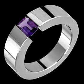 Adina Titanium Ring with Tension Set Amethyst by Alain Raphael