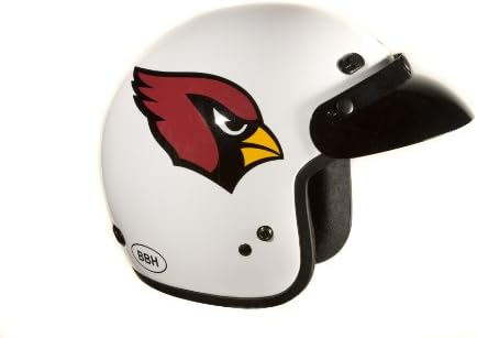 Brogies Bikewear NFL Arizona Cardinals Motorcycle Three Quarter Helmet (White, Medium)