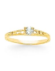 Genuine IceCarats Designer Jewelry Gift 14K Madi K 3Mm Aquamarine Birthstone Baby Ring Size 3.00