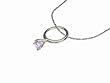 Sterling Silver CZ June Birthstone Ring Necklace with 18" Figaro Chain