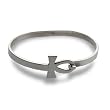 Sterling Silver Ankh Bangle Bracelet in Egyptian Design