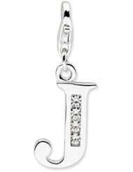 Sterling Silver CZ Letter J w/Lobster Claw Clasp Clasp Charm