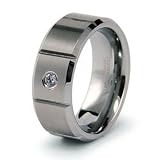 8mm Tungsten Carbide Diamond Ring (0.04ctw) GH/SI with Wood Box