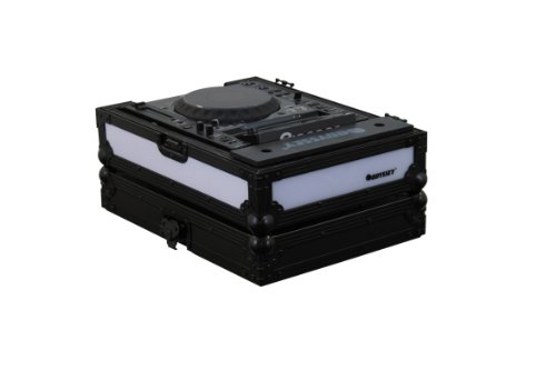Odyssey FFX2RCDJBL Flight Fx2 Series Large format Tabletop CD/Digital Media Player Case with Front and Right Side LED Panel