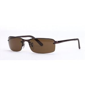 RAY BAN RB 3217 RB3217 014 83 BROWN METAL BROWN POLARIZED LENS RIMLESS SUNGLASSES SHADES
