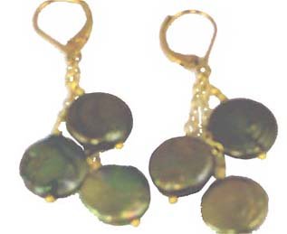 Olive Coin Pearl Earrings