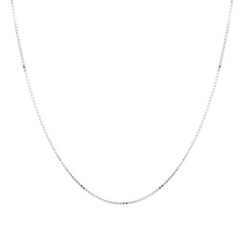 Duragold 14k White Gold Solid Box Chain Necklace (1.1mm), 16+4
