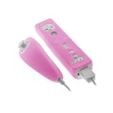 iShoppingdeals - Soft Silicone Skin Case Cover (Pink) for Nintendo Wii Remote and Nunchuck Controller