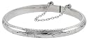 Sterling Silver Floral Engraved Baby Bangle, over 3/16" (5mm) Thin