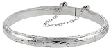 Sterling Silver Floral Engraved Baby Bangle, over 3/16 (5mm) Thin