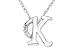 14K White Gold Initial K Diamond Pendant W/Chain