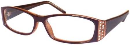 ITALO Women Rhinestone Fashion Frame Rx-able Clear Lens Eye Glasses BROWN
