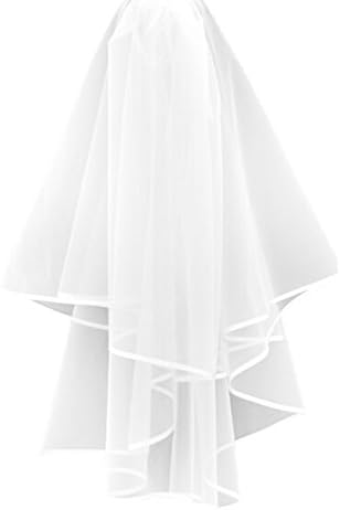 Dreambridal Short White Ivory 2 Layer Wedding Veil For Bridal White