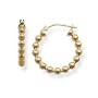 14k Yellow Gold Medium (M) Size 3mm Balls Beaded Hoop Earrings, HypoAllergenic, High Polished Texture