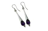 Silver Earring Drop Tear Drop Stone Rose Quartz,Onyx,Amethyst,Moonstone,Garnet 925 Sterling Silver
