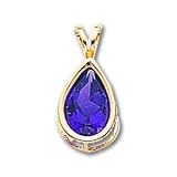 14k 10x7mm Pear Amethyst bezel pendant