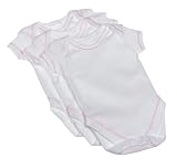 Spasilk 100% Cotton Short Sleeve Lap Shoulder 3-Pack Bodysuit - White/Pink, 6 Months