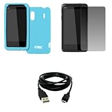 EMPIRE Light Blue Silicone Skin Case Cover + Screen Protector + USB Data Ca ....