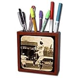 Scenes from the Past Magic Lantern Slides - Vintage Detroit Tigers Making the Catch Black and Sepia - Tile Pen Holders-5 inch tile pen holder