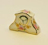 Dollhouse Miniature Porcelain Mantle Clock with Roses
