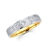 .12ct Diamond 14k White Two Tone Gold Hers Wedding Ring Band
