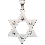 14K White Gold Star Of David Diamond Pendant