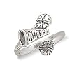 Cheering Cheerleading and Pom Pom Ring Sterling Silver Adjustable