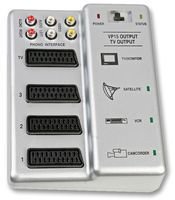 Ex-Pro Silver Scart Auto Selection Control unit, 3 Scart Port Switching unit, 3 input, 1 Output, with Phono connections.