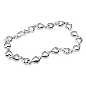 Sterling Silver Heart Bracelet by Zina, 7.5