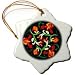 Chinese Orange Flowers Pattern - 3 Inch Snowflake Porcelain Ornament