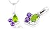 Pear & Round Cut Peridot Amethyst Three-Stone Pendant Sterling Silver