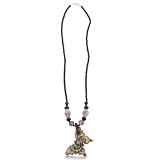 Multicolor Butterfly Murano Glass Pendant on Black Beaded Chain, 24 Inches Long