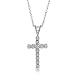 10K White Gold 0.09 Carat Diamond Cross Pendant with 18 Chain