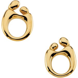 14k Yellow Gold Mother and Child Post Earring