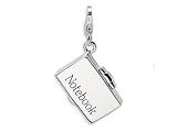 Amore LaVita(tm) Sterling Silver 3-D Enameled Opening Notebook Laptop w/Lobster Clasp Charm (Opens) for Charm Bracelet