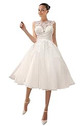 A-line 2015 Lace Backless Sequined Applique Knee Length Short Bateau Neck Wedding Dress 