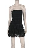 d051 Sexy Lace Tube Holiday Dress with ruffle Hem