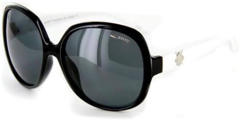 Adori 92019 Polarized Designer Sunglasses with Diamond Emblem Pattern Frames with Large Lenses for Stylish, Modern Women (Black &amp; White w/ Smoke Lens)