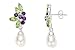 3 1/5 Carat Peridot, Amethyst and Cultured Freshwater Pearl Sterling Silver Earrings