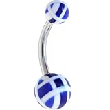 Blue PATCHWORK Belly Button Ring